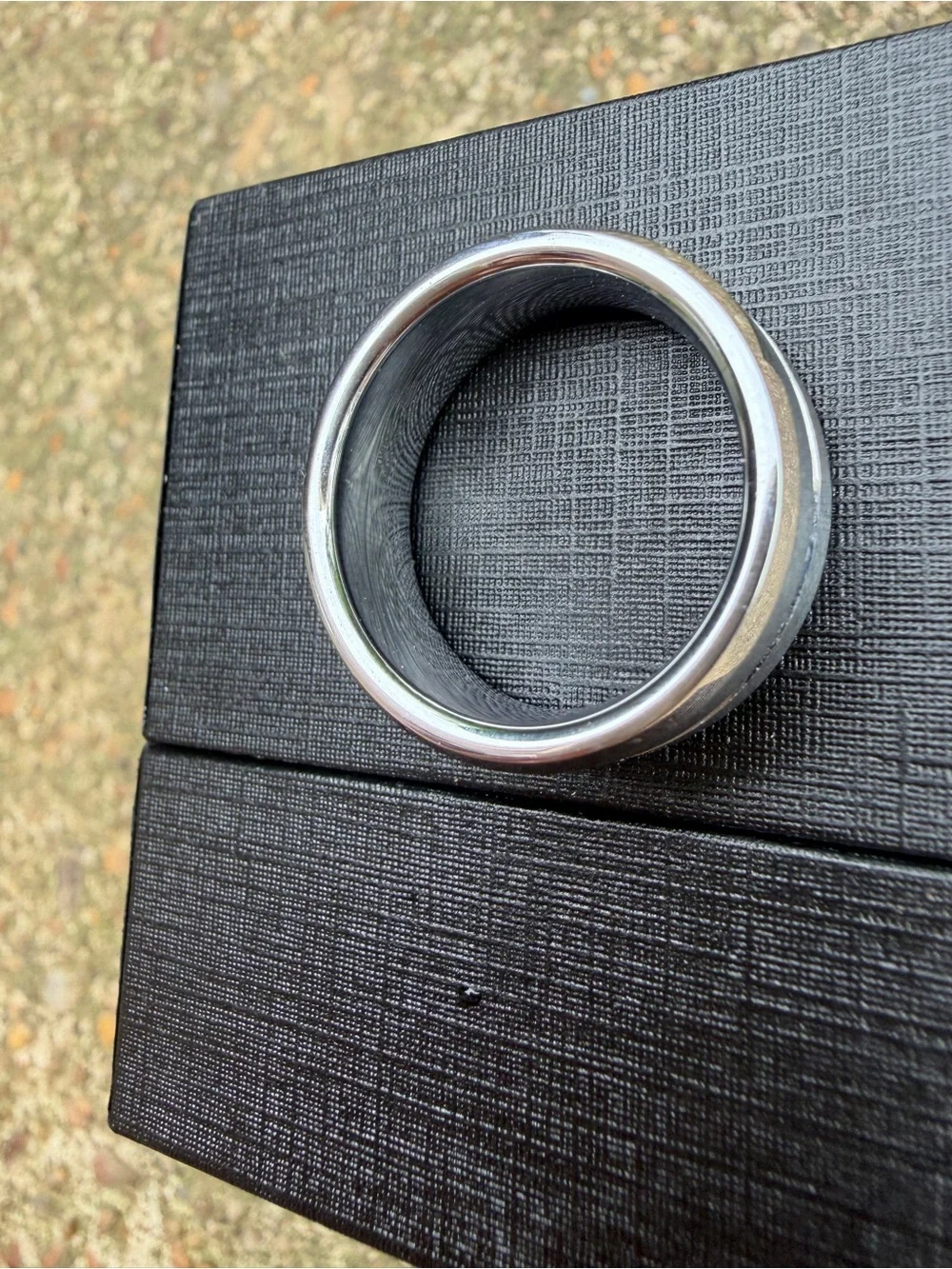 Men's Black and Silver Stainless Steel Ring